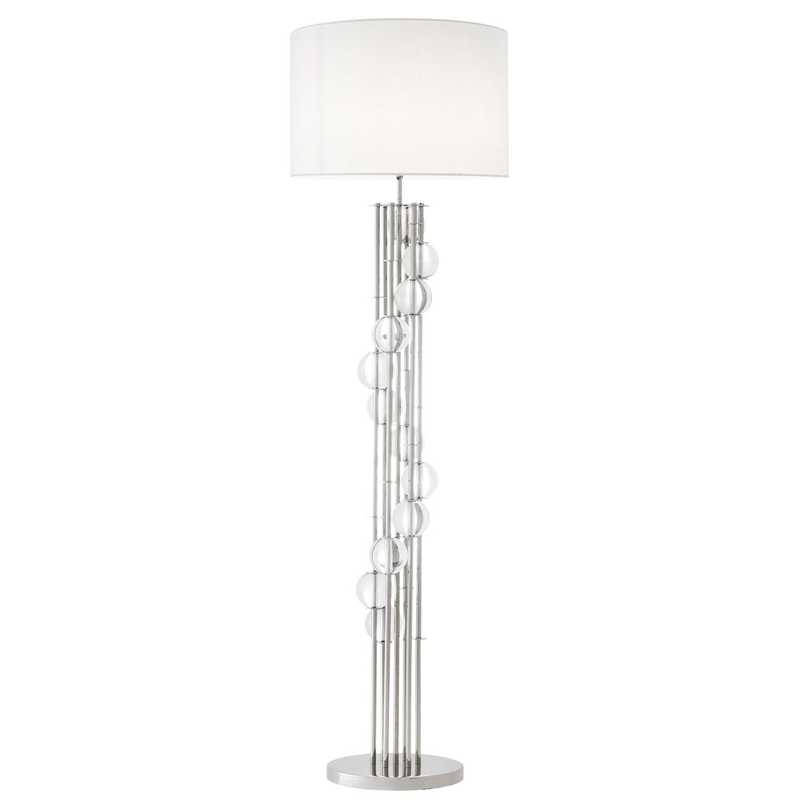 Торшер Eichholtz Floor Lamp Lorenzo Nickel & white Никель Белый Прозрачный в Уфе | Loft Concept 