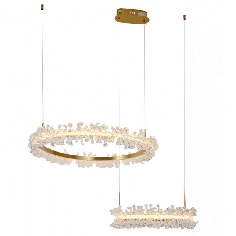 Люстра Crystal round chandelier 2 кольца Латунь Прозрачный Латунь в Уфе | Loft Concept 