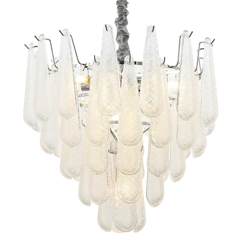 Люстра Textured Glass Drops Chandelier 13 Хром Белый в Уфе | Loft Concept 