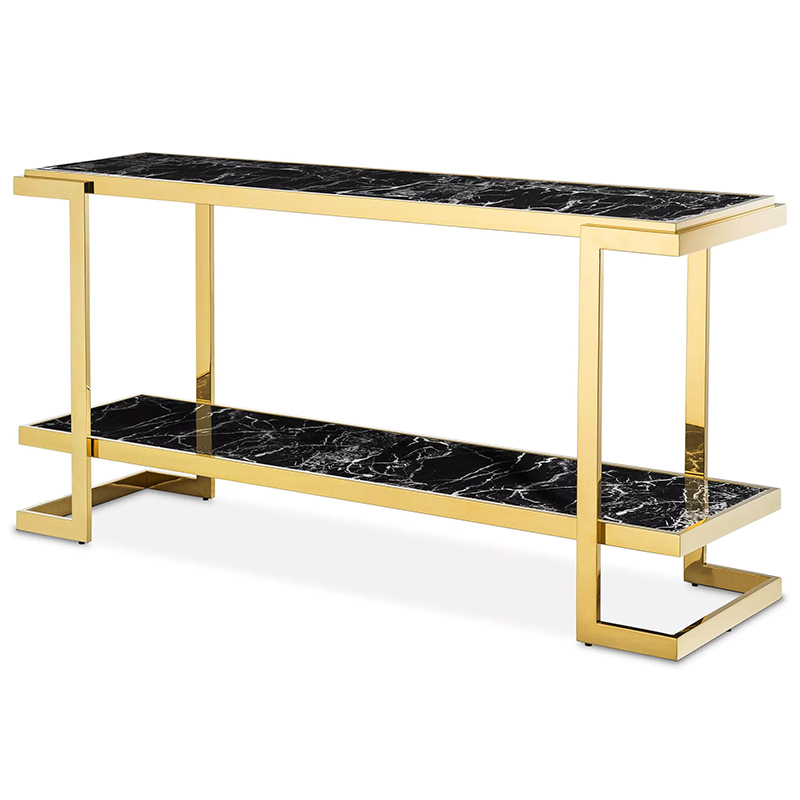 Консоль Eichholtz Console Table Senato Черный Мрамор Nero Глянцевое золото в Уфе | Loft Concept 