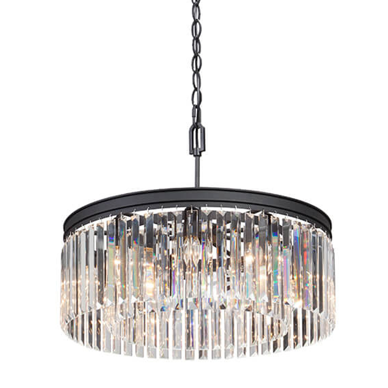 Люстра RH Rhys Clear Glass Prism Round Chandelier 60 Черный матовый Прозрачное Стекло в Уфе | Loft Concept 