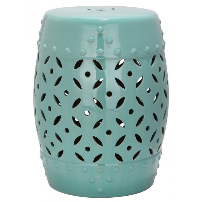 Керамический табурет Coin Lattice Garden Stool - Light Blue Голубой пастельный в Уфе | Loft Concept 