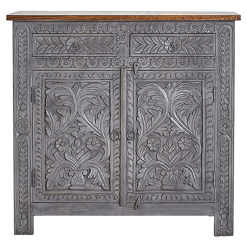 Комод Indian Antique White Furniture Chest of Drawers Ganika серый Серый Коричневый в Уфе | Loft Concept 