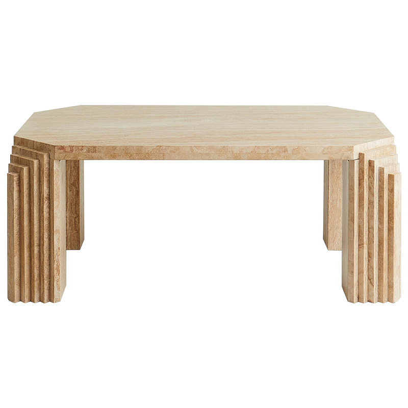 Кофейный стол Caleb Travertine Coffee Table Бежевый Коричневый в Уфе | Loft Concept 