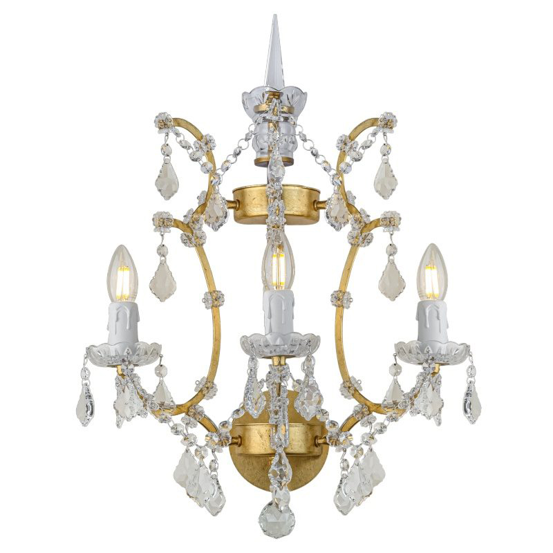 Бра 19th c. Rococo IRON & CLEAR CRYSTAL Gold Wall Lamp Золотой Прозрачное Стекло в Уфе | Loft Concept 