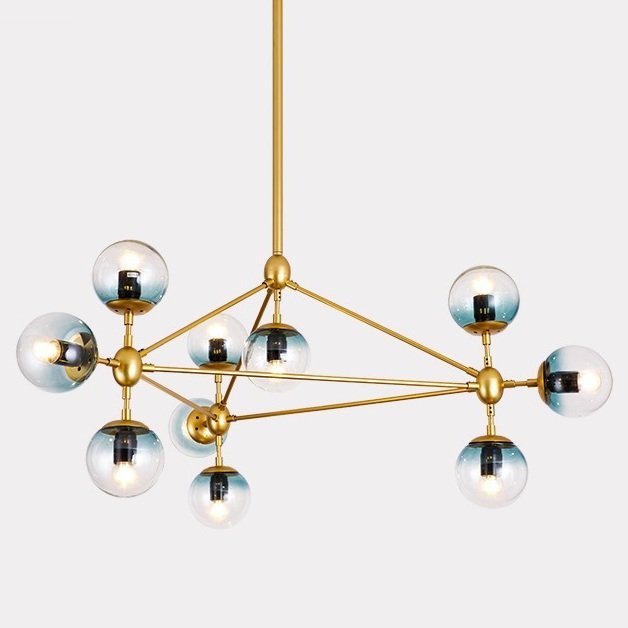 Люстра Modo Chandelier Globes Blue Ambre Gold Золотой в Уфе | Loft Concept 