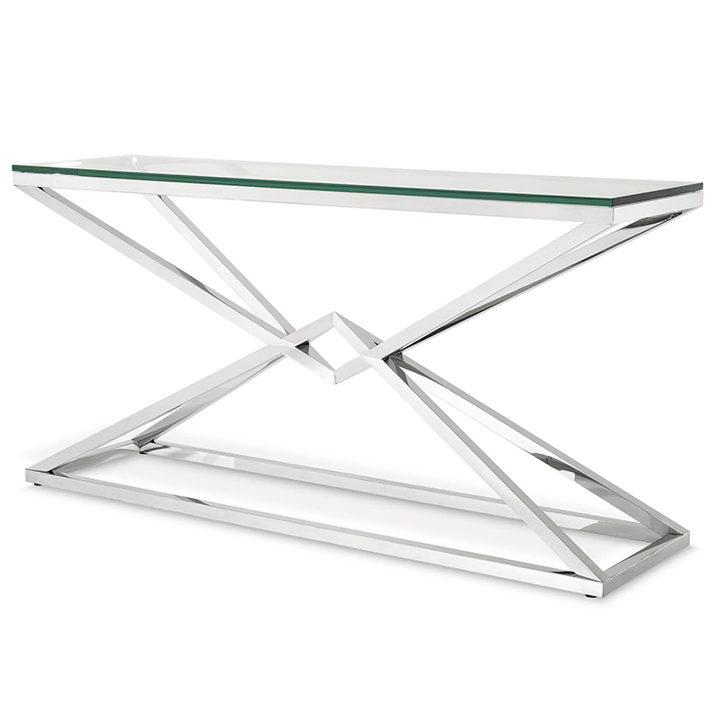 Консоль Eichholtz Console Table Connor L Chrome Хром Прозрачное Стекло в Уфе | Loft Concept 