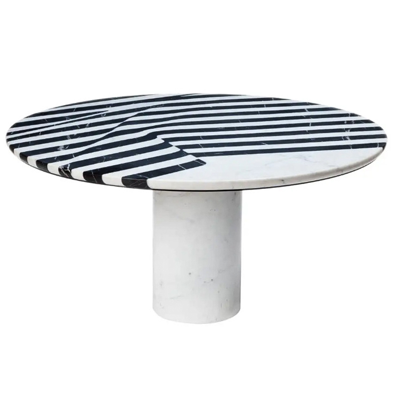 Обеденный стол Safwan Black and White Stripes Dining Table Черно-белый Белый Мрамор Bianco Черный Мрамор Nero в Уфе | Loft Concept 