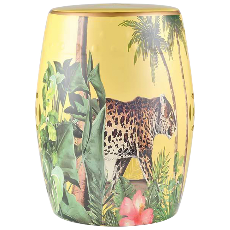 Керамический табурет Leopard Tropical Animal Ceramic Stool Yellow Желтый Коричневый Зеленый в Уфе | Loft Concept 