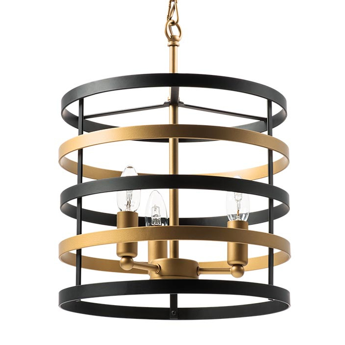 Люстра Gold Stripes Chandelier 3 Черный Золотой в Уфе | Loft Concept 