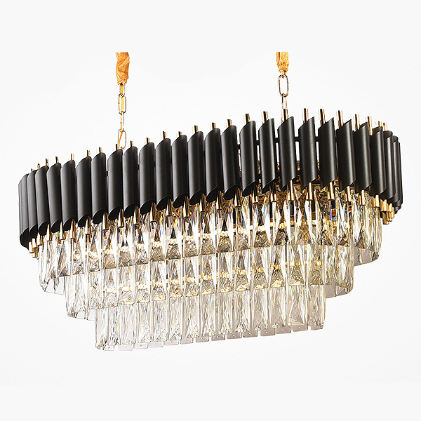 Люстра Empire Black Rectangular Chandelier Crystal Черный Золотой Прозрачный в Уфе | Loft Concept 