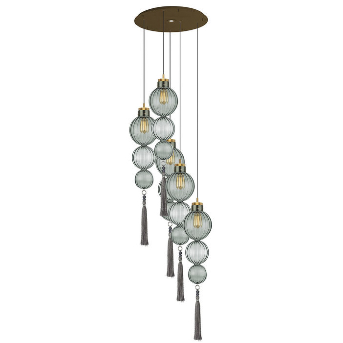 Люстра Heathfield Lighting - Medina Circle 5 Chandelier Хром Латунь Прозрачный Коричневый Голубой в Уфе | Loft Concept 