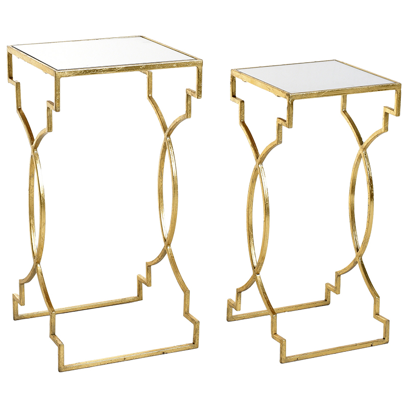 Комплект приставных столов Cowan Side Tables Золотой Прозрачный в Уфе | Loft Concept 