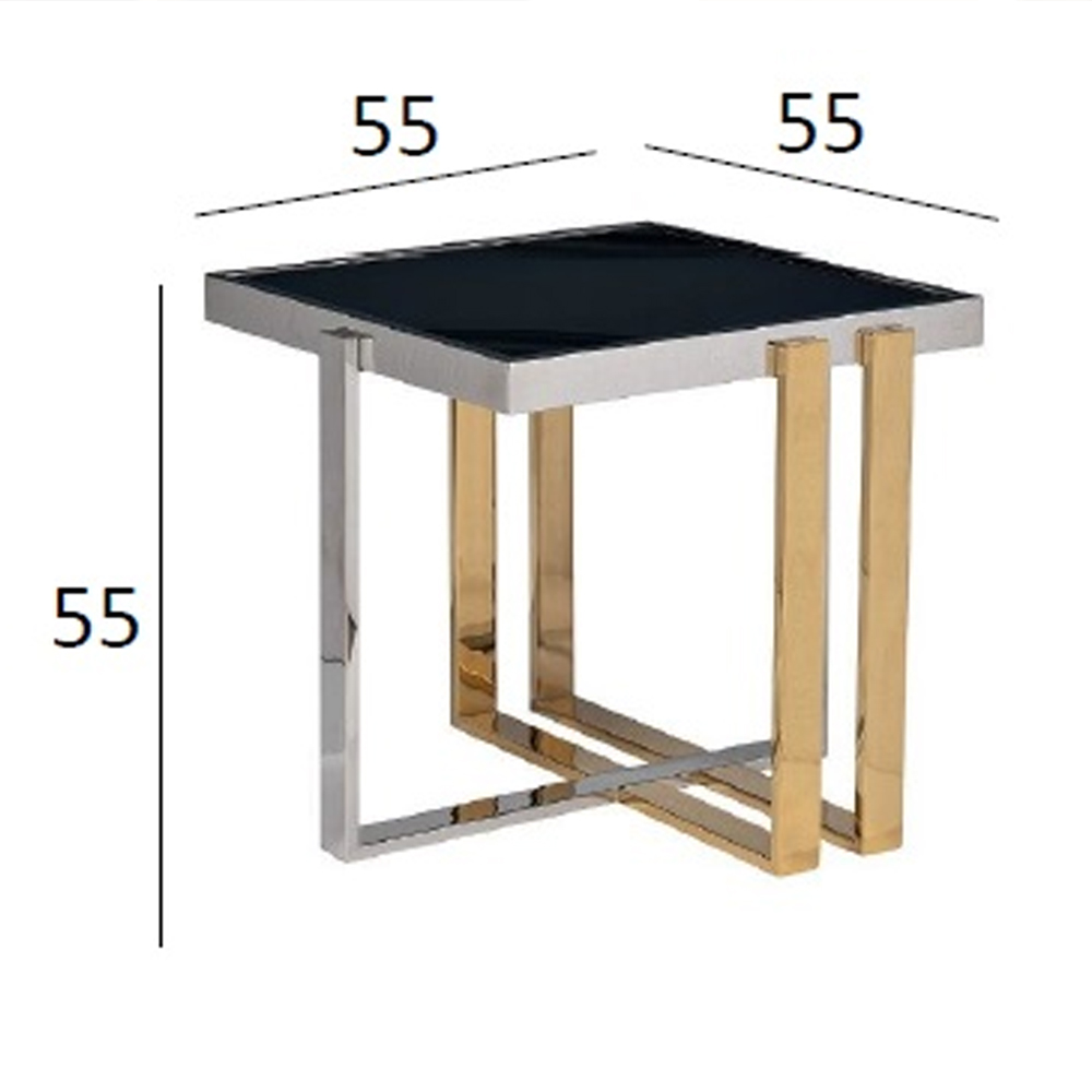 Столик журнальный квадратный с основанием в оттенках хром и золото Harmony Color and Shapes в Уфе