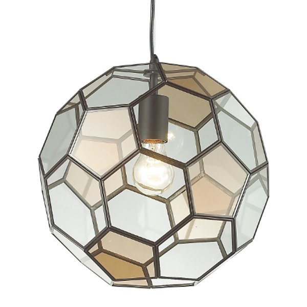 Подвесной светильник Glass & Metal Cage Pendant Globe Multi Прозрачное Стекло Янтарь (Amber) Черный в Уфе | Loft Concept 