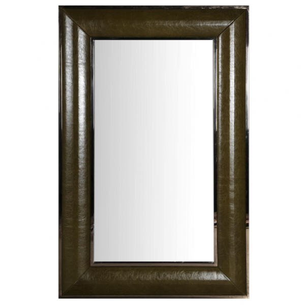 Зеркало настенное Leather Lux Mirror Square Oliva Оливковый в Уфе | Loft Concept 