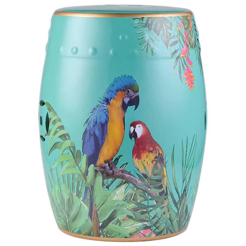 Керамический табурет Parrots Tropical Animal Ceramic Stool Turquoise Бирюзовый Мульти в Уфе | Loft Concept 