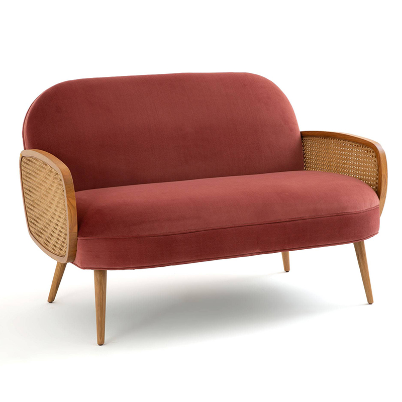 Диван Morten Wicker Crimson Sofa Малиновый Малиновый (Crimson) в Уфе | Loft Concept 