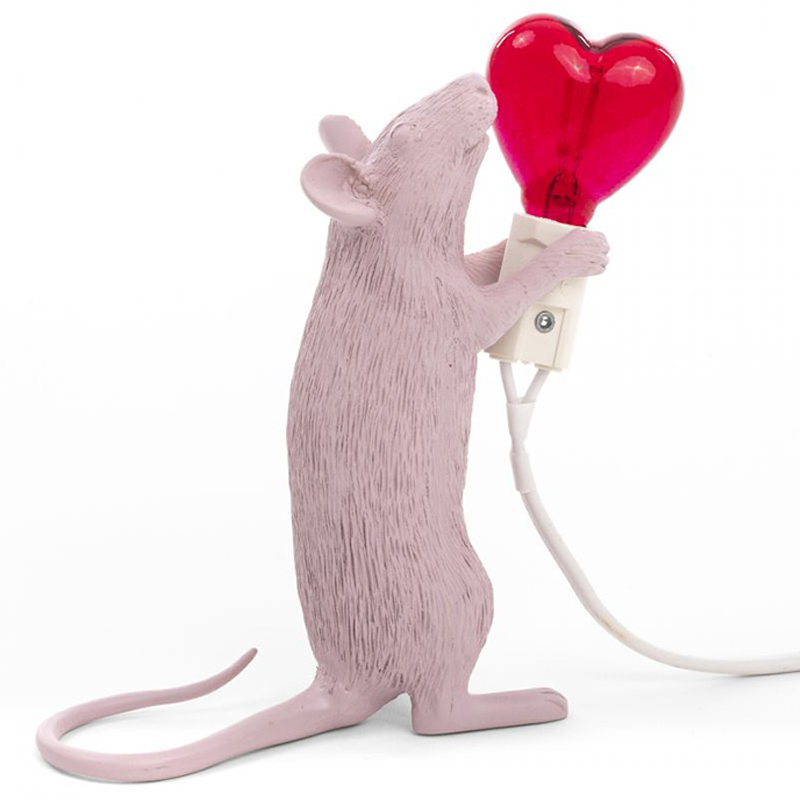 Настольная лампа Seletti Mouse Step Love USB Белый Красный в Уфе | Loft Concept 