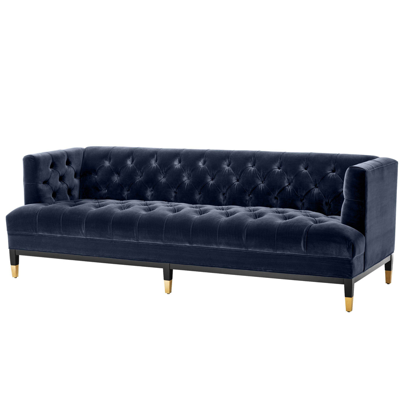 Диван Eichholtz Sofa Castelle midnight blue Темно-синий Черный Латунь в Уфе | Loft Concept 