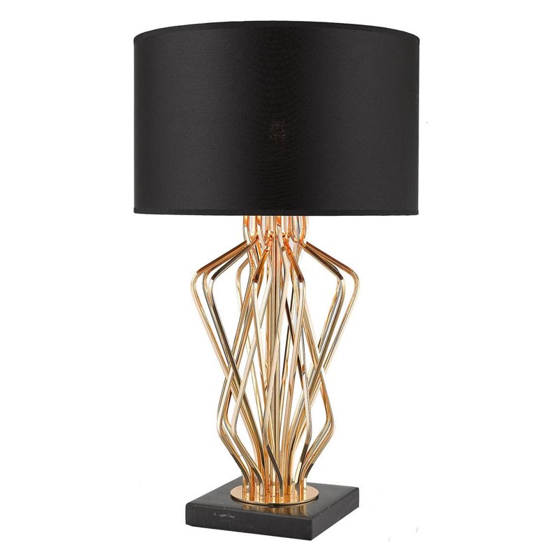 Настольная лампа Lester Table Lamp Черный Мрамор Nero Глянцевое золото в Уфе | Loft Concept 