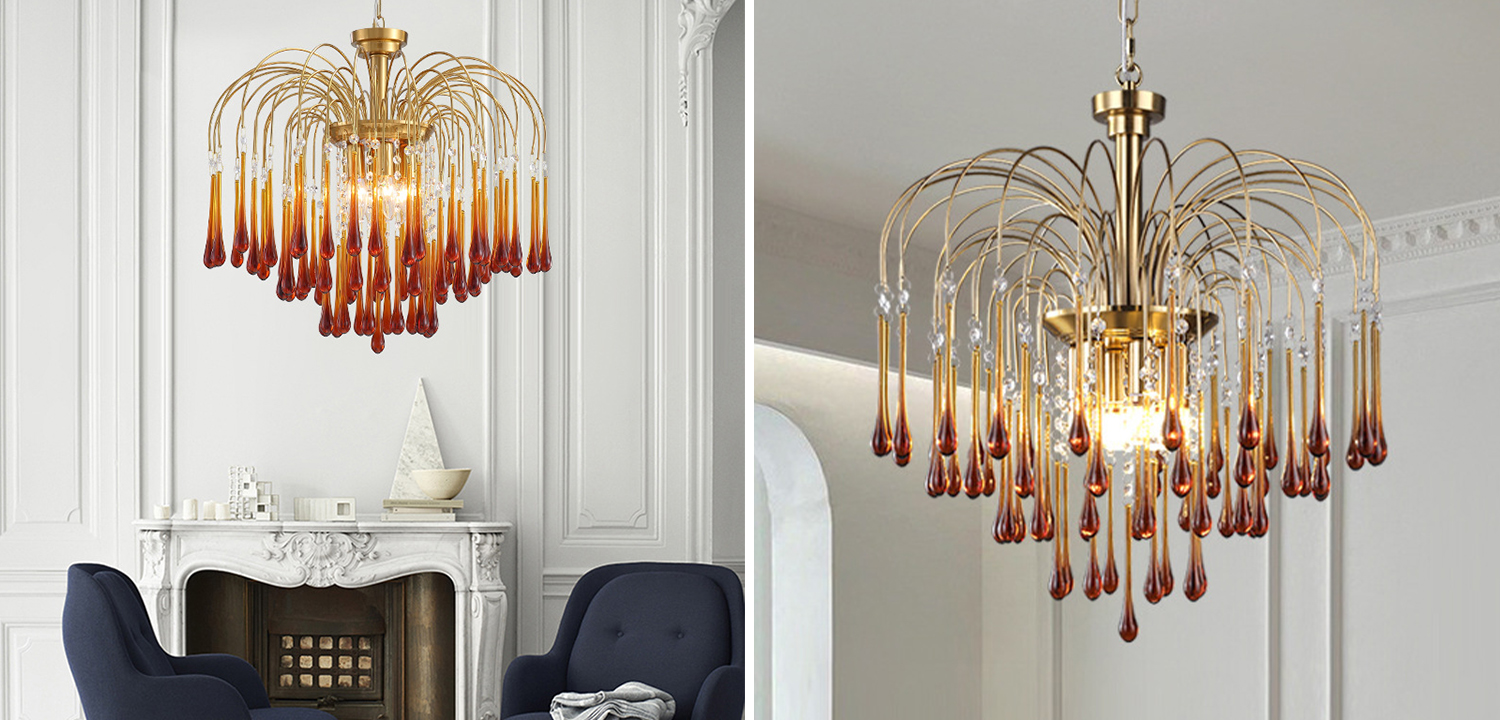 Дизайнерская люстра Amber Drops Chandelier - фото