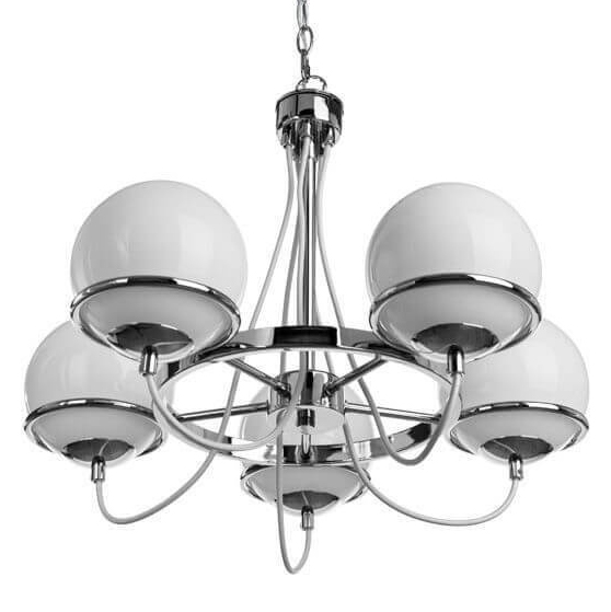 Люстра Melissa Chandelier Chromium 5 Хром Белый в Уфе | Loft Concept 