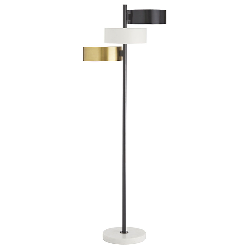 Торшер Arteriors HUTTON FLOOR LAMP Латунь Черный Белый в Уфе | Loft Concept 