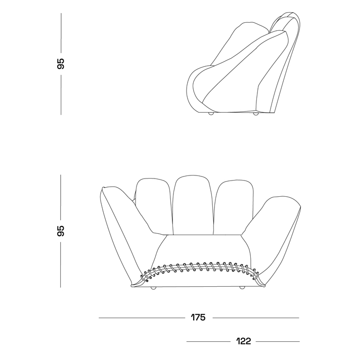 Дизайнерское кожаное кресло в форме руки Poltronova Joe Whip Armchair в Уфе