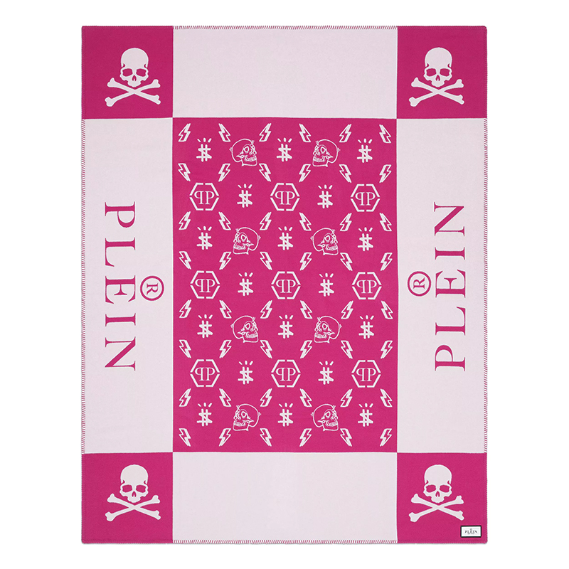 Плед Philipp Plein Plaid Cashmere Skull Pink Розовый Белый в Уфе | Loft Concept 