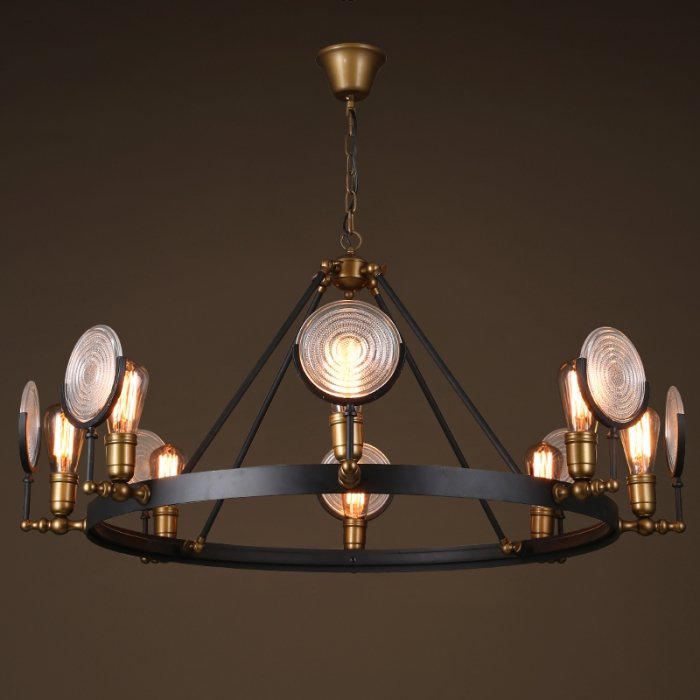 Люстра GASLIGHT LENS Chandelier 8 Черный в Уфе | Loft Concept 