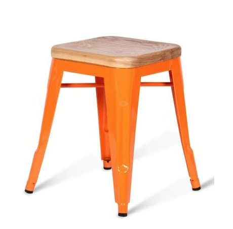 Кухонный стул Tolix Wood Seat Stool Черный Салатовый Нержавеющая сталь Красный Зеленый Желтый Голубой Белый Коричневый Оранжевый Древесина в Уфе | Loft Concept 