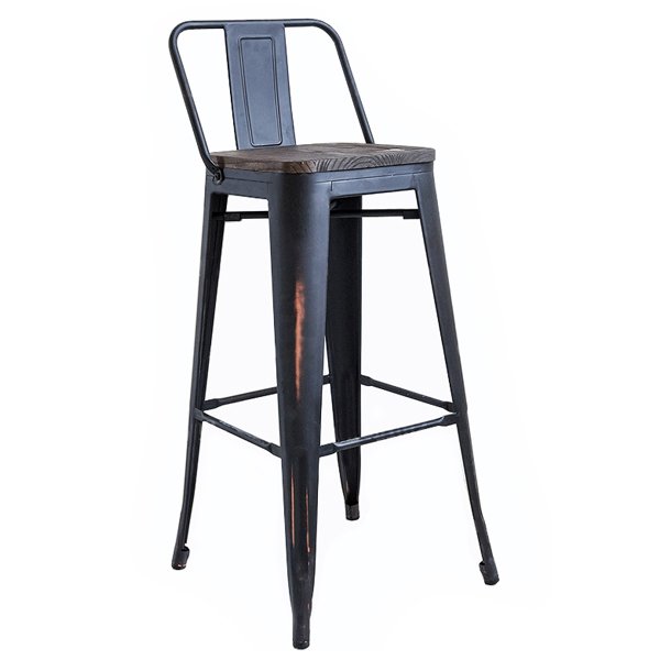 Барный стул Tolix Bar Stool Wood Черный матовый в Уфе | Loft Concept 