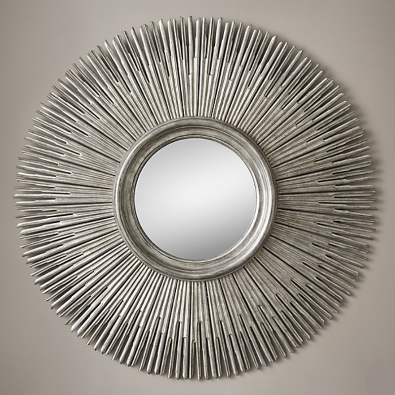 Restoration Hardware ROUND SUNBURST MIRROR Silver Серебро винтаж в Уфе | Loft Concept 