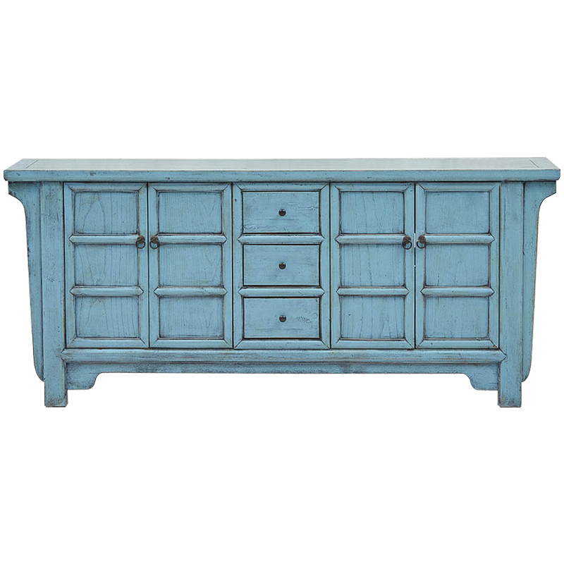 Комод в китайском стиле Blue Chest of Drawers Chinese Collection Голубой Коричневый в Уфе | Loft Concept 