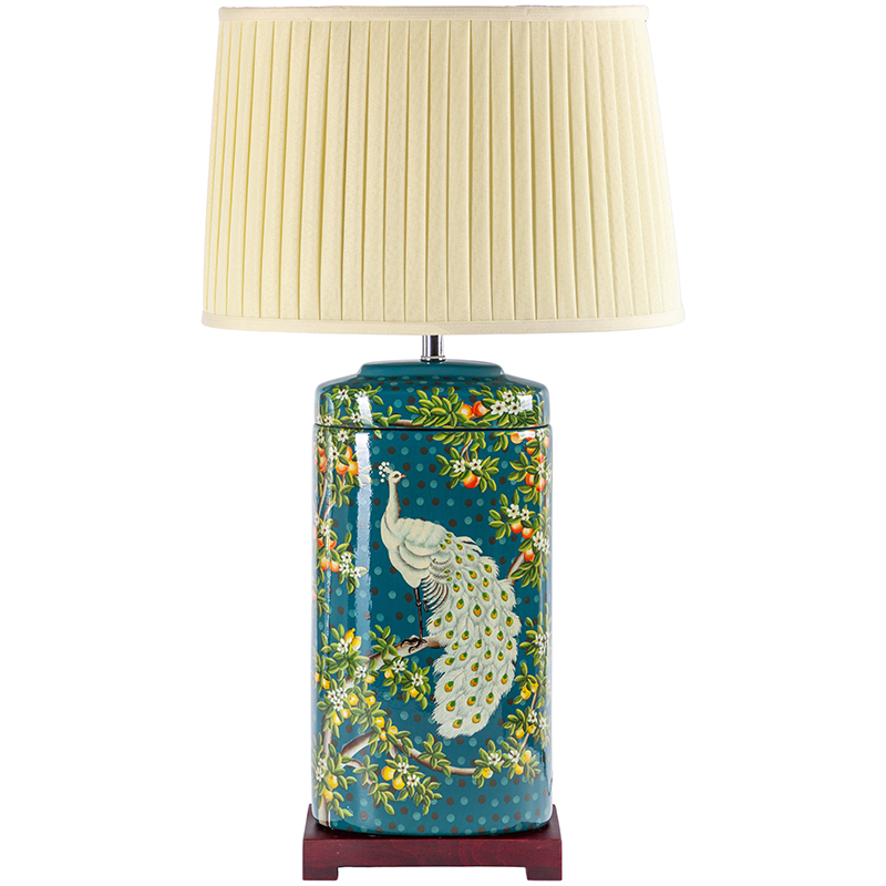 Настольная лампа White Peacock Lampshade Изумрудный Бежевый Мульти в Уфе | Loft Concept 