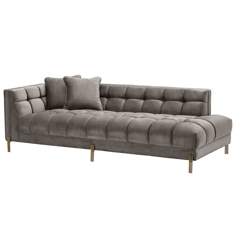 Кушетка Eichholtz Lounge Sofa Sienna Left Серый Матовая латунь в Уфе | Loft Concept 