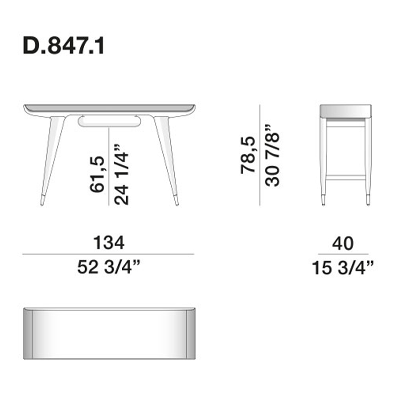 Дизайнерский рабочий стол из массива дерева Gio Ponti D.847.1 Writing Desk в Уфе