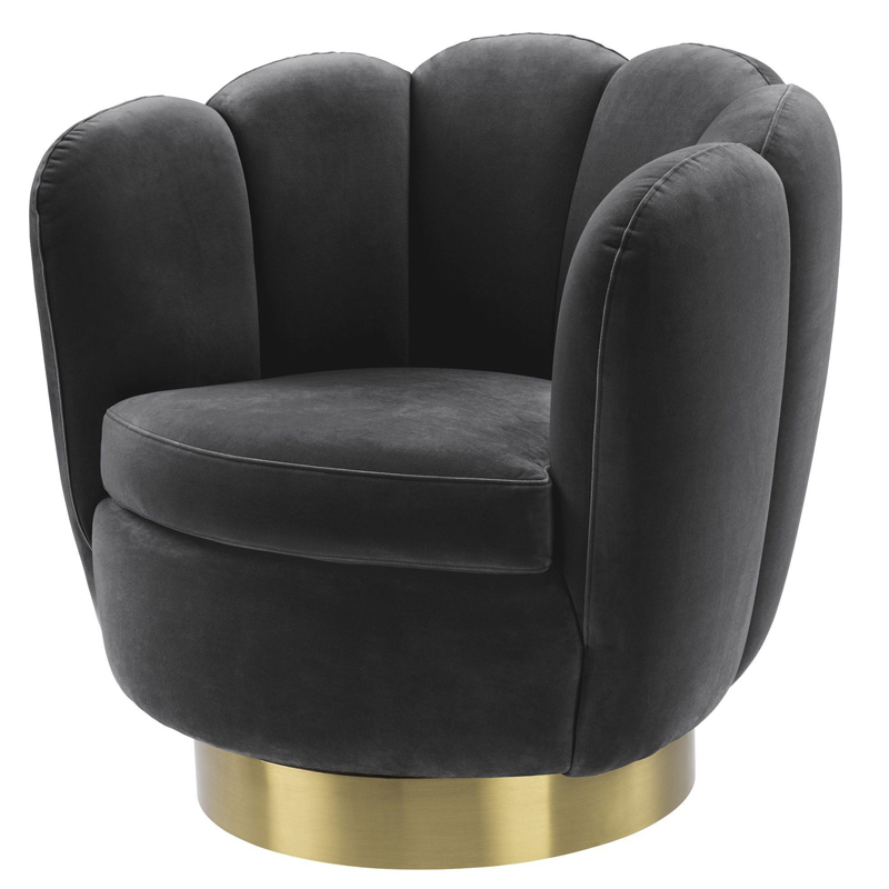 Кресло Eichholtz Swivel Chair Mirage dark grey Серый Матовая латунь в Уфе | Loft Concept 