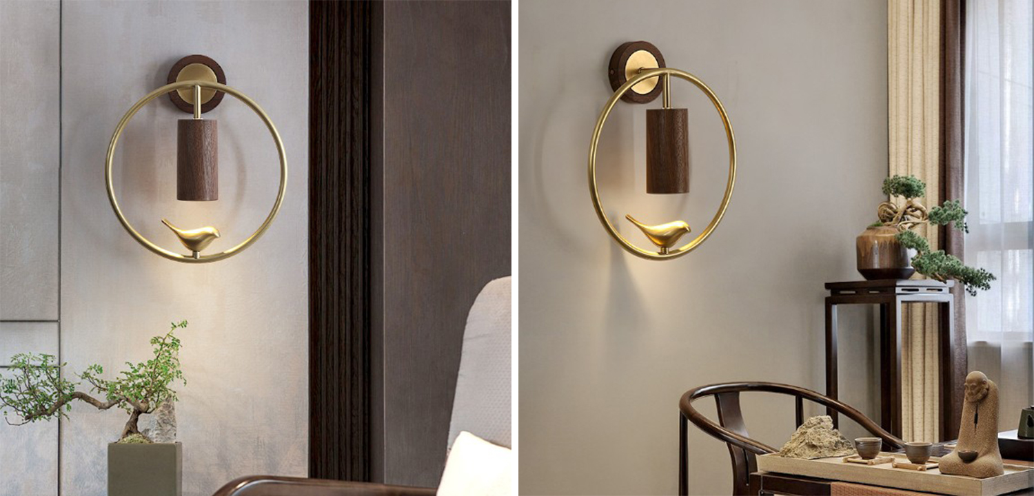 Бра деревянное с птичкой Manu Wall Lamp - фото