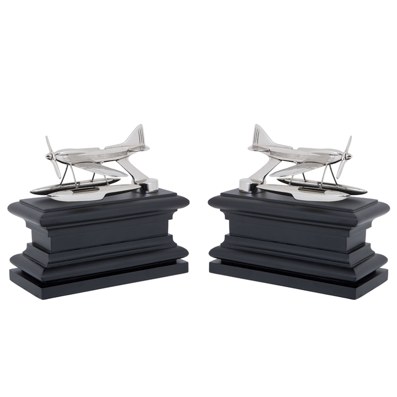 Держатель для книг Eichholtz Bookend Hydroplane set of 2 Nickel Никель Черный в Уфе | Loft Concept 