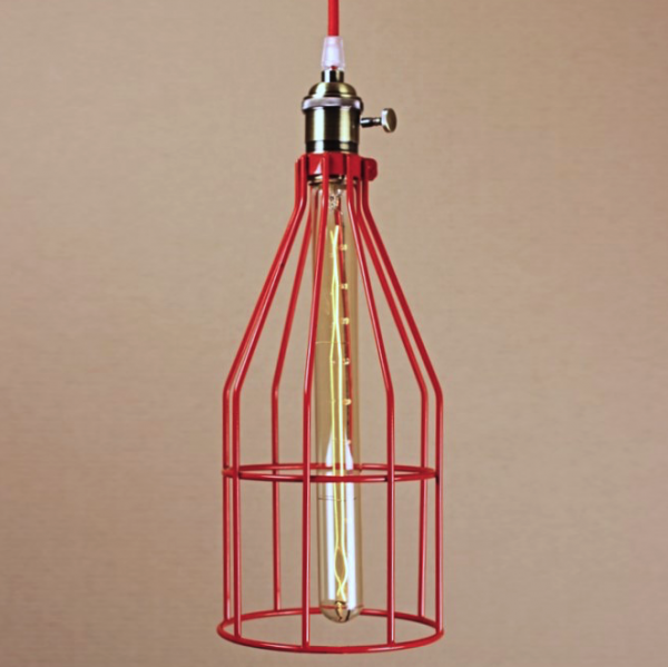 Подвесной светильник Wire Cage Pendant Twix Red Красный в Уфе | Loft Concept 