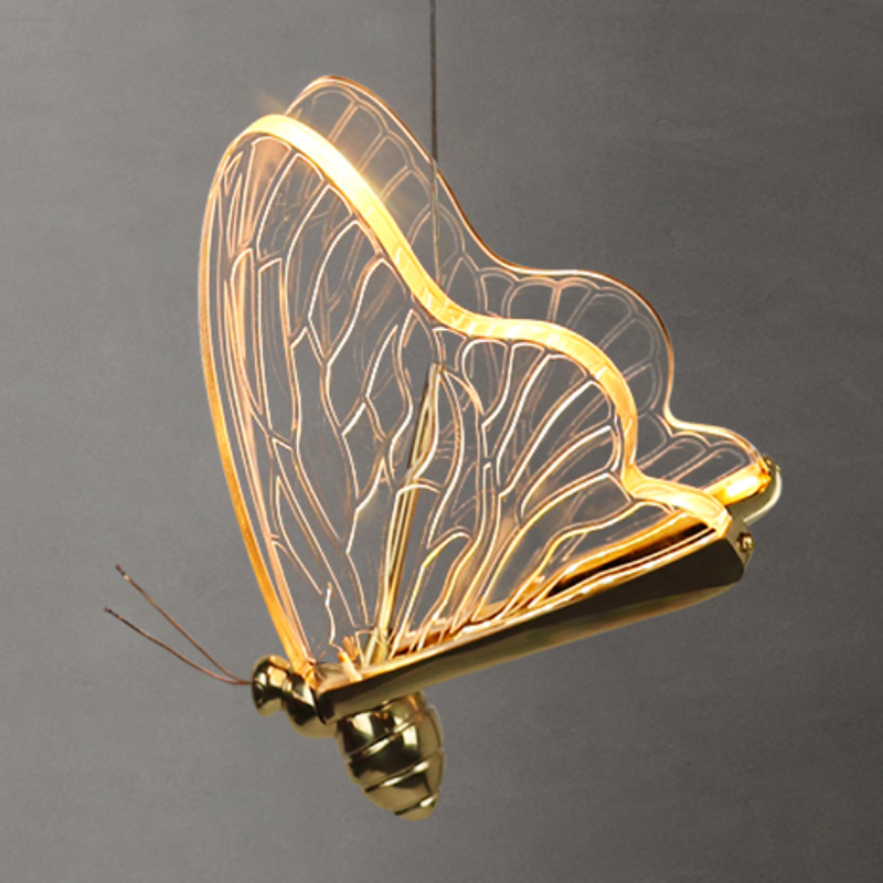 Люстра Glass butterfly chandelier C Глянцевое золото Прозрачный Черный в Уфе | Loft Concept 