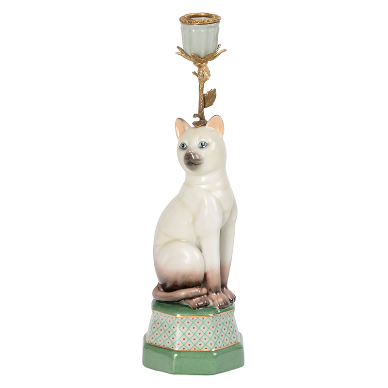 Подсвечник фигурка Кошка Candlestick cat Белый Мульти в Уфе | Loft Concept 