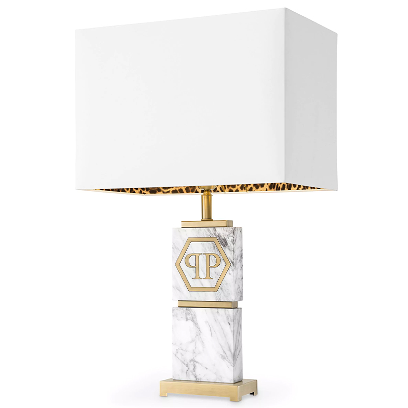 Настольная лампа Philipp Plein Table Lamp King Белый Мрамор Bianco Золотой Белый в Уфе | Loft Concept 