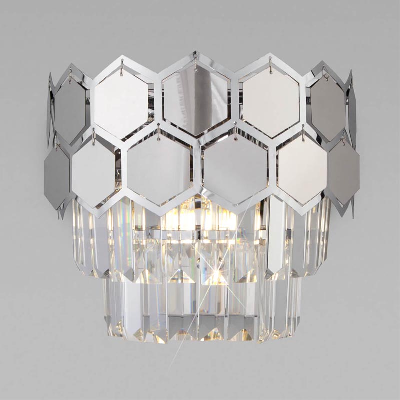 Бра Hanging Hexagon Moira Sconce chrome Прозрачный (Transparent) Хром в Уфе | Loft Concept 