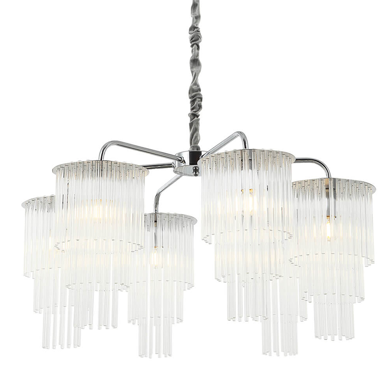 Люстра Harrison Chandelier chrome 6 lamp Хром Прозрачный в Уфе | Loft Concept 