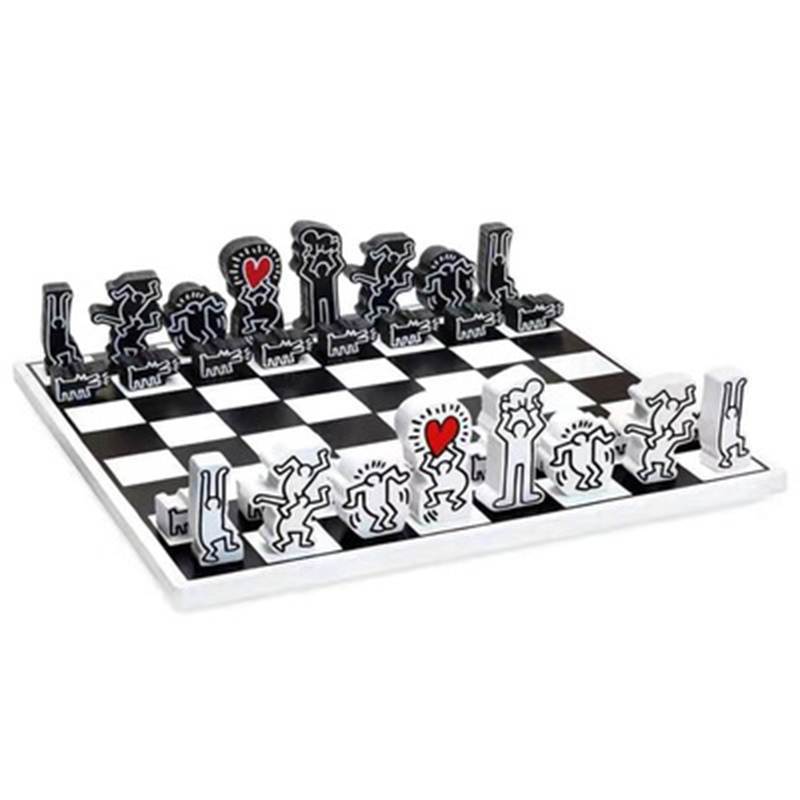 Деревянный шахматный набор Keith Haring Chess Set Белый Черный Красный в Уфе | Loft Concept 