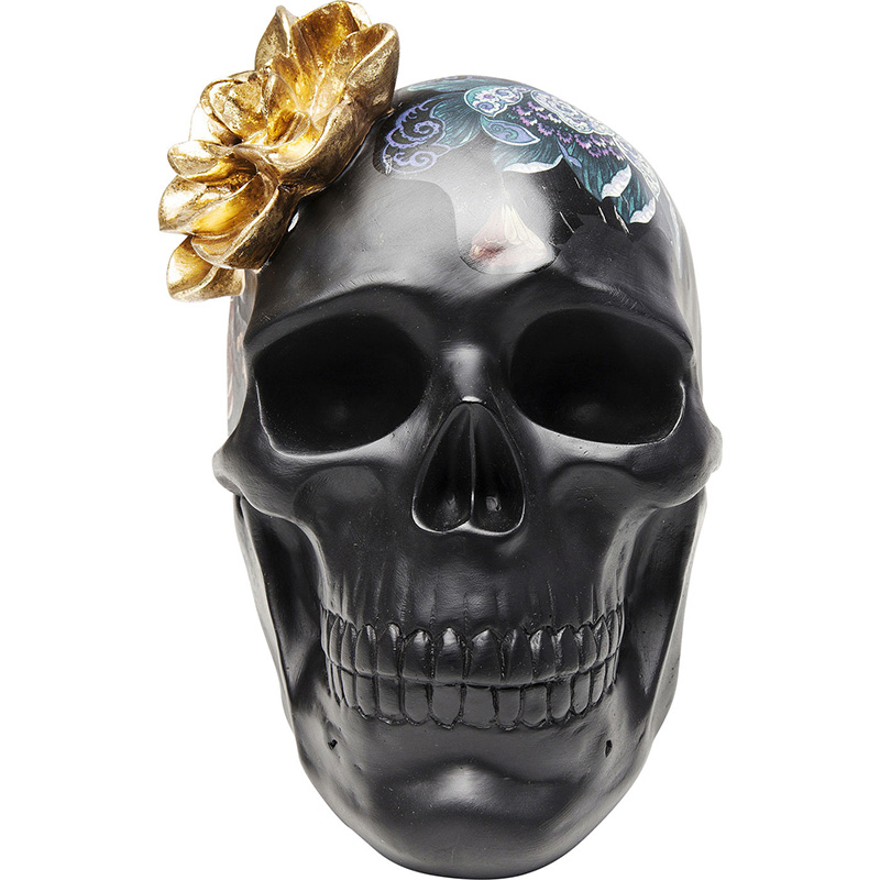 Статуэтка Skull with flowers Черный в Уфе | Loft Concept 