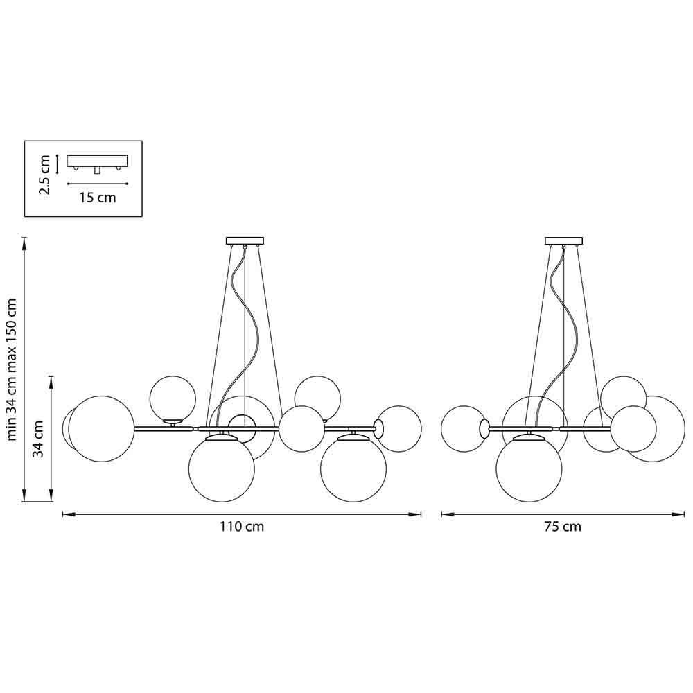 Люстра Bubbles on 4 Rings Chandelier Black в Уфе